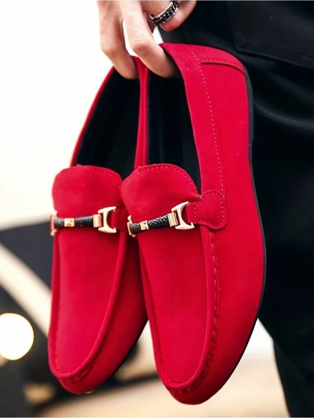 Men's Dark Red Suede Bit Loafers
